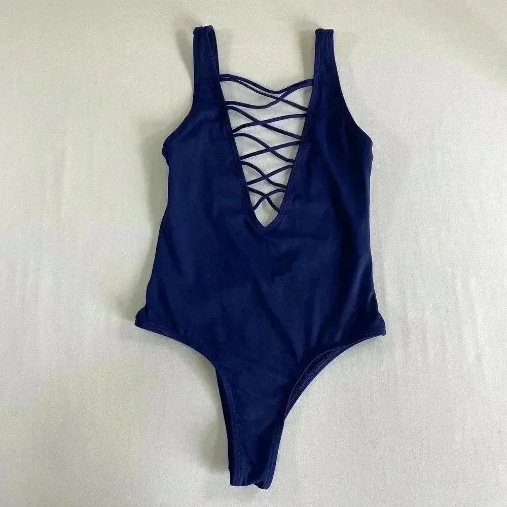 Rip Curl Xs Navy Criss Cross Open Front Cheeky On… - image 2